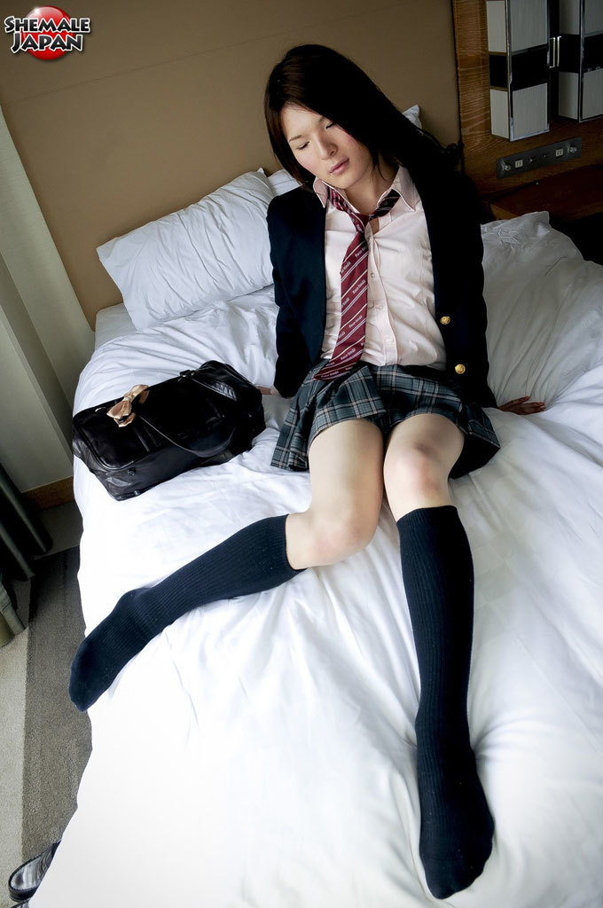 Shy Newhalf Kaoru Shirashi Is Dressed As A Slutty School-Girl Who Is In No Mood To Go To Class Today!